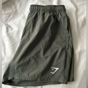 Mens gymshark army green athletic shorts